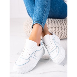 SHELOVET Białe Sneakersy niebieskie 3