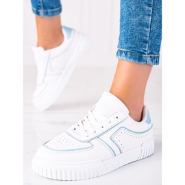 SHELOVET Białe Sneakersy niebieskie 1