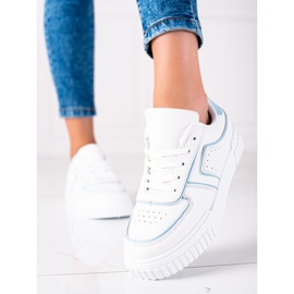 SHELOVET Białe Sneakersy niebieskie 2