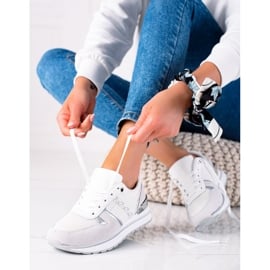 SHELOVET Wygodne Sneakersy białe srebrny szare 3