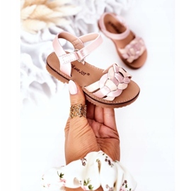 Dziewczęce sandały z wężowym wzorem różowe 2