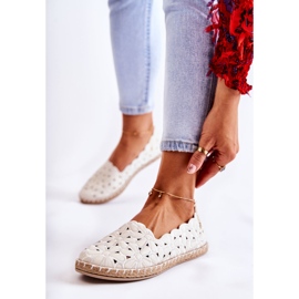 Damskie Wsuwane Baleriny W Kwiaty Białe 1