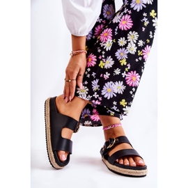 FB1 Modne Klapki Damskie Czarne Penelopa 2