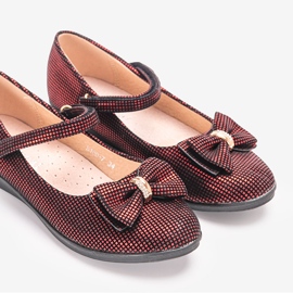 BM Czerwone baleriny dziecięce z kokardką Tienne czarne 1