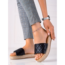 SHELOVET Klapki na platformie czarne 1