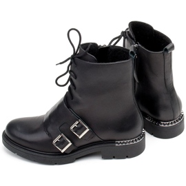 Marco Shoes Sznurowane trapery damskie 1364B z podwójną klamrą czarne 5