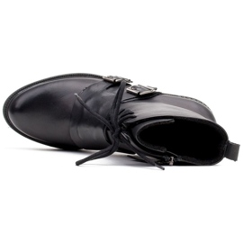 Marco Shoes Sznurowane trapery damskie 1364B z podwójną klamrą czarne 7