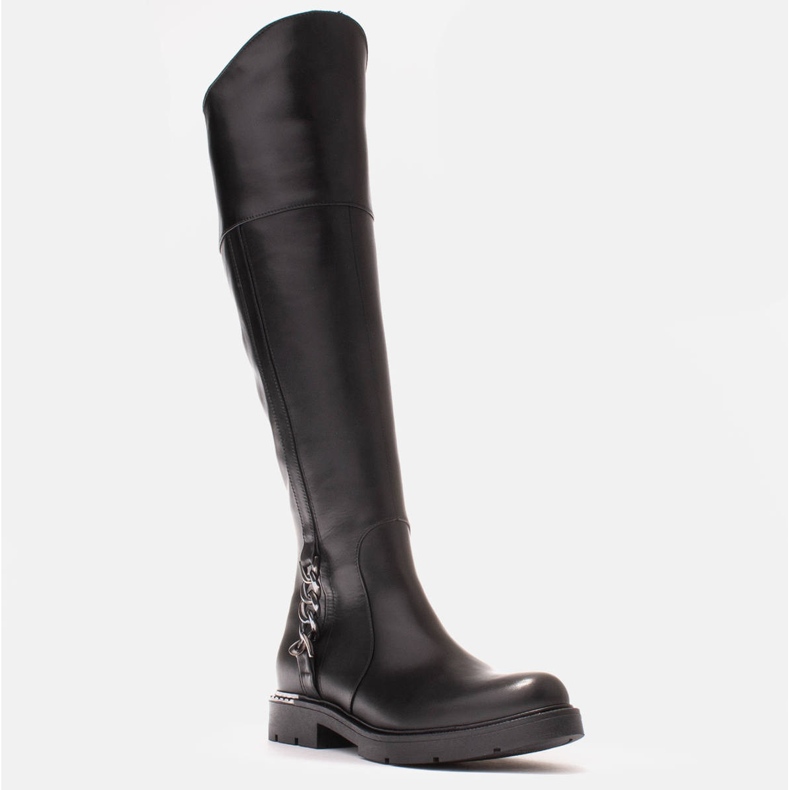 Marco Shoes Wysokie kozaki z gumą i łańcuchem czarne 1