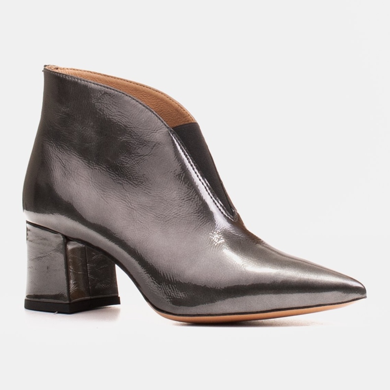 Marco Shoes Smukłe szare botki 1460B ze skóry z gumą w cholewce 1