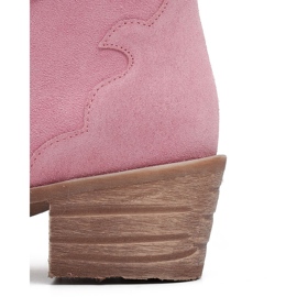 Marco Shoes Różowe botki z naturalnego zamszu bez ocieplenia 4