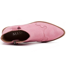 Marco Shoes Różowe botki z naturalnego zamszu bez ocieplenia 5