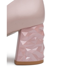 Marco Shoes Skórzane czółenka beżowe z obcasem 3D beżowy różowe 4