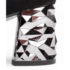 Marco Shoes Zamszowe czółenka czarne z metalicznym obcasem 3D 4