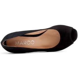 Marco Shoes Zamszowe czółenka czarne z metalicznym obcasem 3D 6