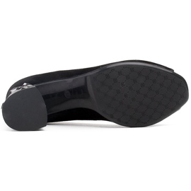 Marco Shoes Zamszowe czółenka czarne z metalicznym obcasem 3D 7