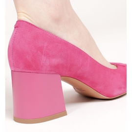 Marco Shoes Eleganckie różowe czółenka 1434P damskie z zamszu 5