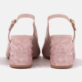 Marco Shoes Różowe sandały na obcasie 3D 3