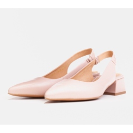 Marco Shoes Sandały z ozdobnymi jetami o kolorze nude różowe 5