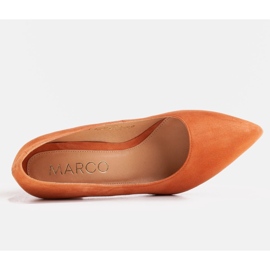 Marco Shoes Pomarańczowe czółenka z naturalnego zamszu 2