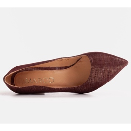 Marco Shoes Bordowe czółenka 1527P z zamszu naturalnego czerwone 2
