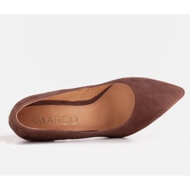 Marco Shoes Brązowe czółenka 1527P z zamszu naturalnego 2