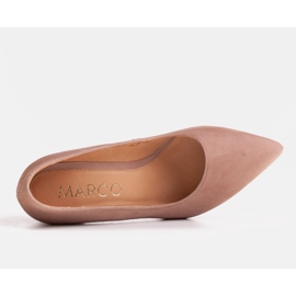 Marco Shoes Czółenka z beżowej skóry zamszowej beżowy 2