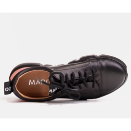 Marco Shoes Sneakersy skórzane z wstawką różową czarne 2