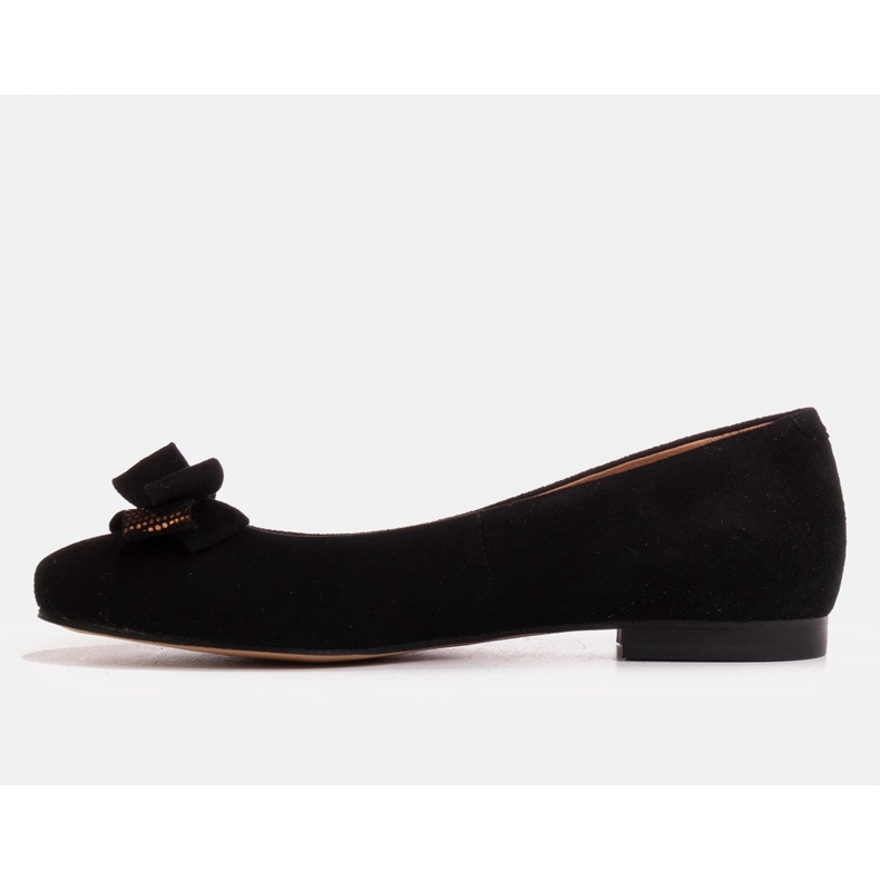 Marco Shoes Baleriny z czarnego zamszu z kokardką 1