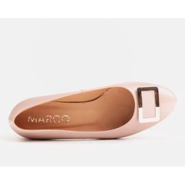 Marco Shoes Baleriny z różowej skóry z ozdobą złotą 3