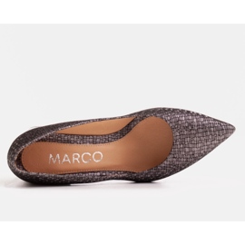 Marco Shoes Eleganckie czółenka damskie ze skóry tłoczonej szare 2