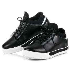 Ideal Shoes Czarne sportowe obuwie wiązane 2