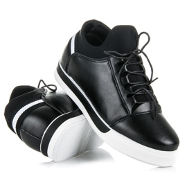 Ideal Shoes Czarne sportowe obuwie wiązane 1