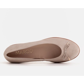 Marco Shoes Lekkie baleriny damskie z naturalnego zamszu na sportowej podeszwie beżowy 3