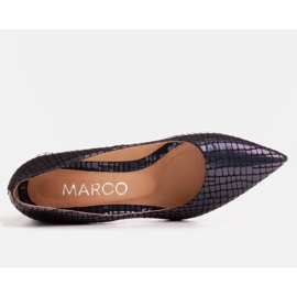 Marco Shoes Eleganckie czółenka damskie ze skóry zamszowej granatowe 2