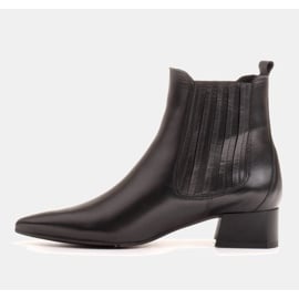 Marco Shoes Ocieplane eleganckie botki z elastyczną gumą w cholewce czarne 6