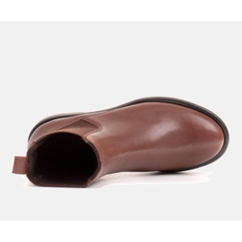 Marco Shoes Płaskie botki skórzane z ociepleniem z szeroką gumą w cholewce brązowe 4