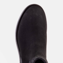 Marco Shoes Płaskie botki skórzane z ociepleniem z szeroką gumą w cholewce czarne 4