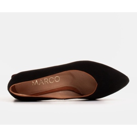 Marco Shoes Czółenka damskie z naturalnego zamszu z obcasem bursztyn czarne 5