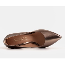 Marco Shoes Brązowe czółenka damskie z naturalnej skóry metalicznej 5