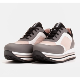 Marco Shoes Lekkie sneakersy na grubej podeszwie z naturalnej skóry szare 4