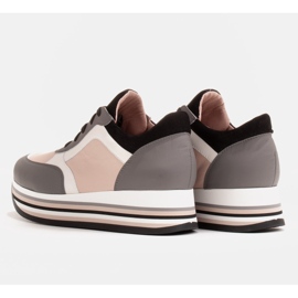 Marco Shoes Lekkie sneakersy na grubej podeszwie z naturalnej skóry szare 5