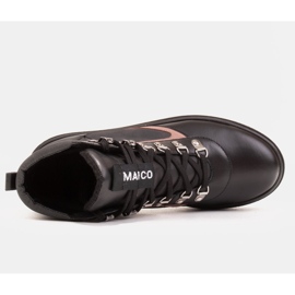 Marco Shoes Sportowe botki skórzane z wiązaniem czarne 5