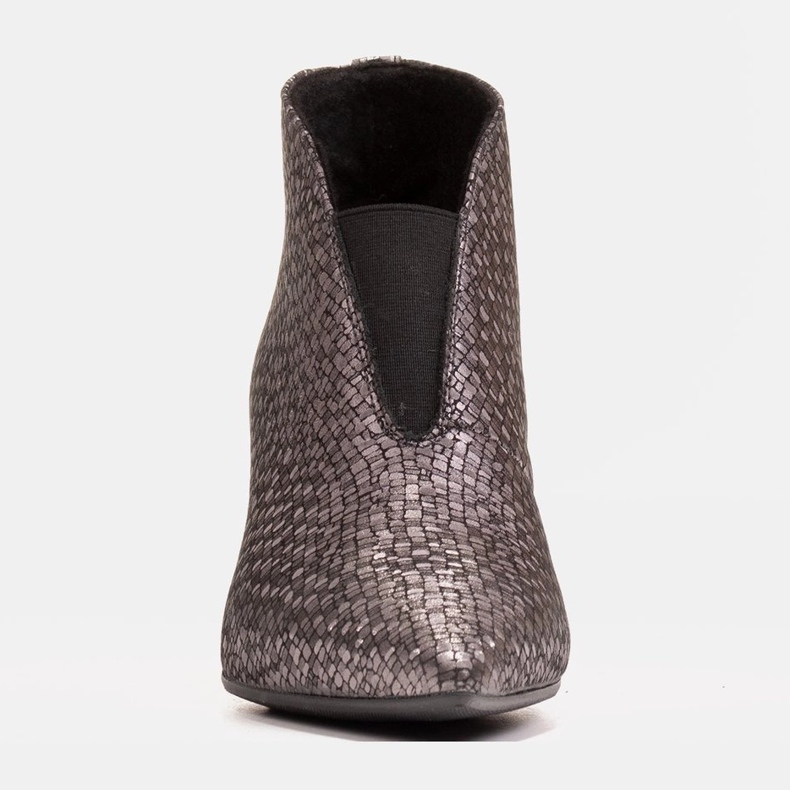 Marco Shoes Smukłe szare botki 1460B ze skóry z gumą w cholewce 1