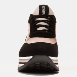 Marco Shoes Lekkie sneakersy na grubej podeszwie z naturalnej skóry czarne różowe 1