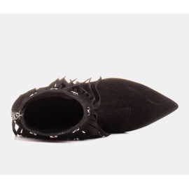 Marco Shoes Oryginalne botki zamszowe z ozdobnymi frędzlami czarne 7