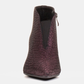 Marco Shoes Smukłe bordowe botki 1779B ze skóry z gumą w cholewce czerwone wielokolorowe 2