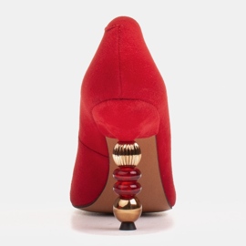 Marco Shoes Zamszowe szpilki czerwone z kamieniami 2