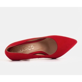 Marco Shoes Zamszowe szpilki czerwone z kamieniami 5