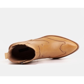 Marco Shoes Kowbojki ze skóry ręcznie polerowanej z szeroką gumą w cholewce żółte 7