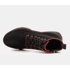 Marco Shoes Sportowe botki damskie z nubuku z czerwonymi wstawkami czarne 4